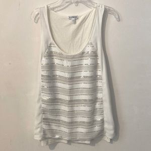Express white sequin tank top
